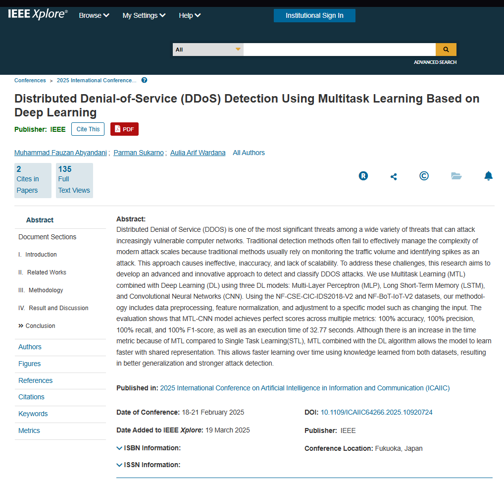 DDoS Detection Using Multitask Learning